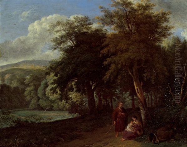 Rast Auf Der Flucht Nach Agypten Oil Painting by Jan Frans van Bloemen