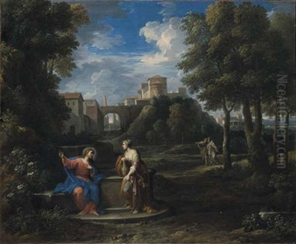 Paesaggio Classico Con Cristo E La Samaritana (collab. W/placido Costanzi) by Jan Frans van Bloemen