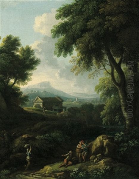 Paesaggio Con Figure Oil Painting by Jan Frans van Bloemen