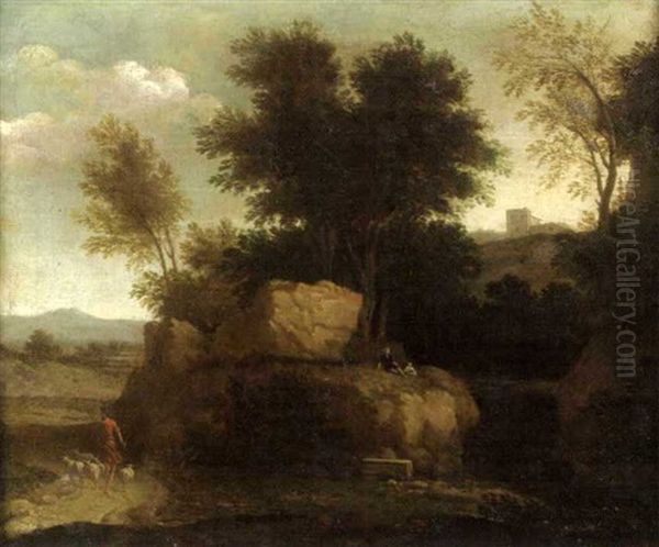 Paysage Avec Berger Et Son Troupeau Oil Painting by Jan Frans van Bloemen