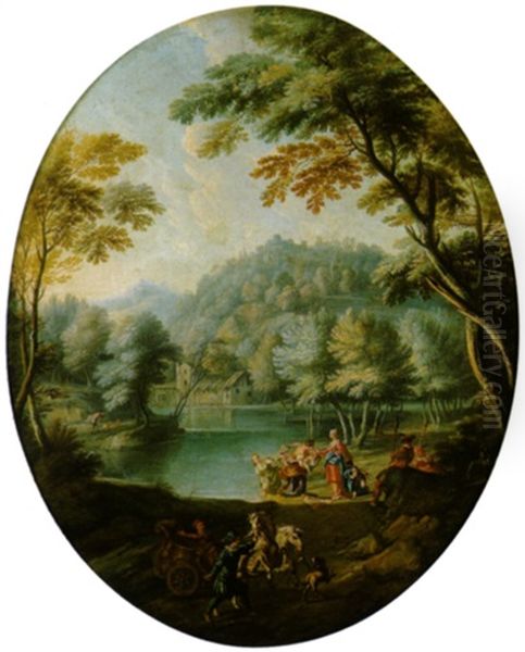 Paesaggio Con Mose Salvato Dalle Acque Oil Painting by Jan Frans van Bloemen