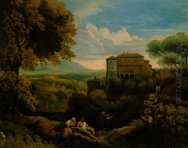 Paesaggio Con Figure Oil Painting by Jan Frans van Bloemen