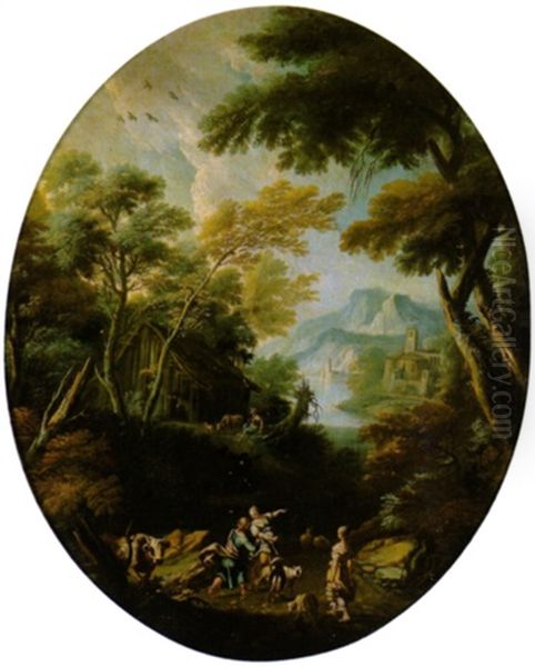 Paesaggio Con Scena Pastorale Oil Painting by Jan Frans van Bloemen