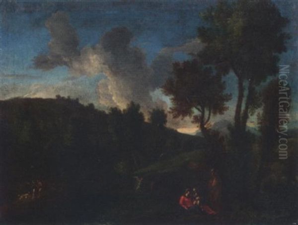 The Rest On The Flight Into Egypt Oil Painting by Jan Frans van Bloemen