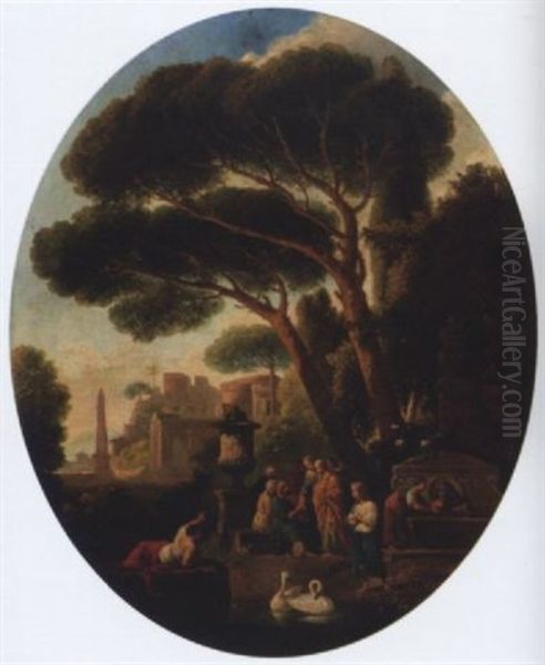 Philosophers Disputing Before A Roman Villa Oil Painting by Jan Frans van Bloemen