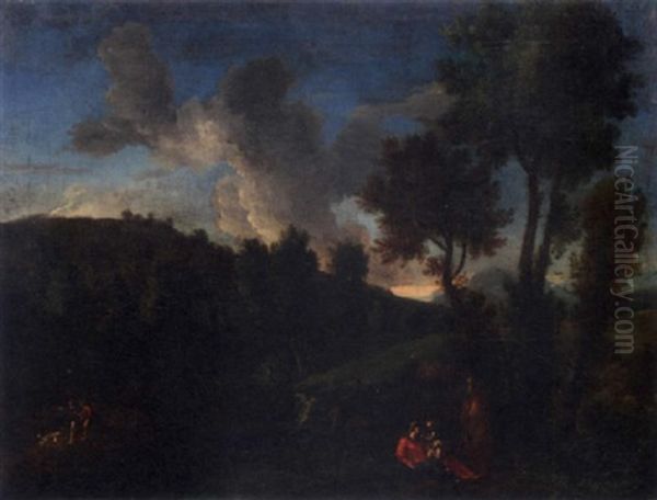 The Rest On The Flight Into Egypt Oil Painting by Jan Frans van Bloemen