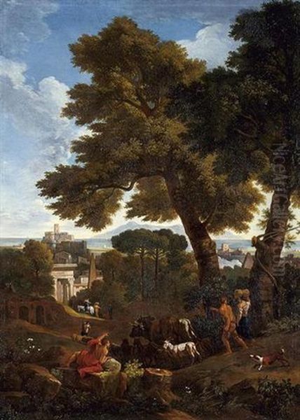 Classical Landscape With Shepherds Oil Painting by Jan Frans van Bloemen