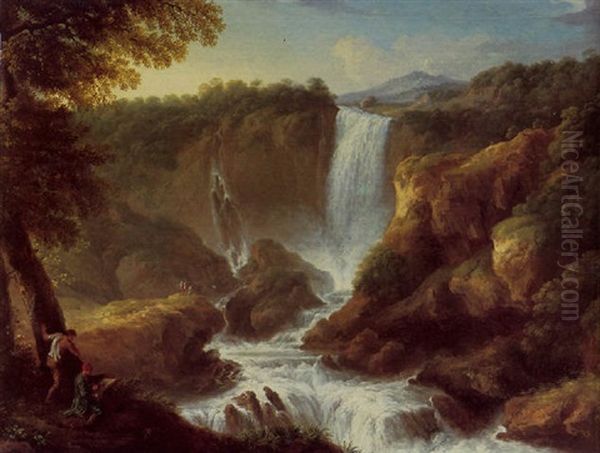 The Cascata Della Marmore At Terni Oil Painting by Jan Frans van Bloemen