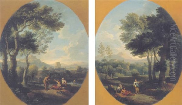 Classical Landscape With Figures Oil Painting by Jan Frans van Bloemen