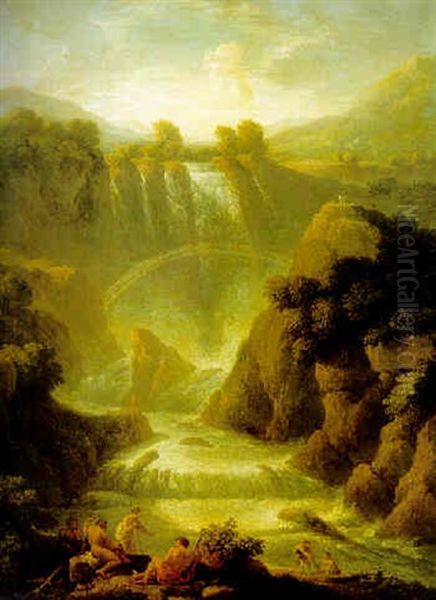 The Cascata Delle Marmore At Terni Oil Painting by Jan Frans van Bloemen