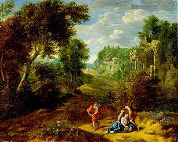 Campagna-landschaft Mit Antiken Ruinen Oil Painting by Jan Frans van Bloemen