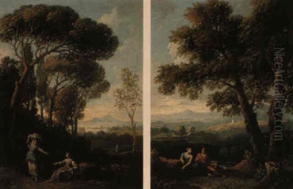 Arcadian Landscapes With Figures Oil Painting by Jan Frans van Bloemen