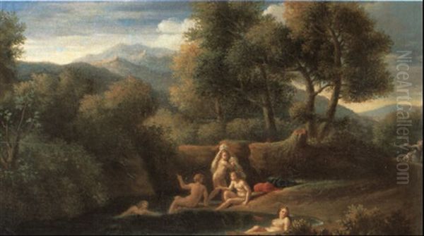 Diana Bathing With Her Nymphs, Surprised By Actaeon Oil Painting by Jan Frans van Bloemen