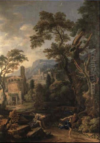 La Course D'hippomene Et D'atalante Oil Painting by Jan Frans van Bloemen