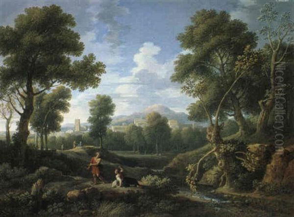 Paesaggio Con Figure Oil Painting by Jan Frans van Bloemen