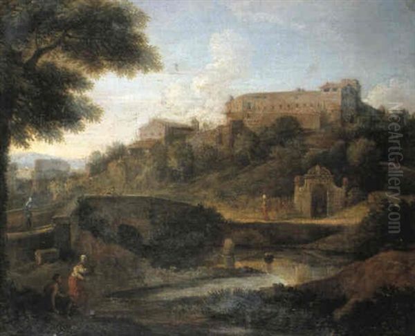 Paesaggio Con Veduta Della Chiesa Di Santa Balbina Oil Painting by Jan Frans van Bloemen