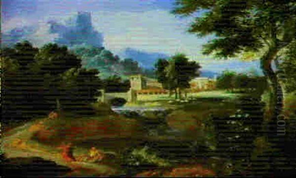 Paesaggio Con Figure Oil Painting by Jan Frans van Bloemen