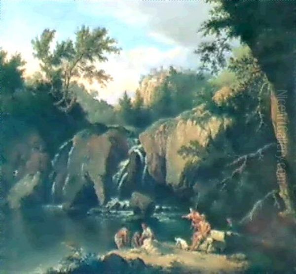 Paesaggio Laziale Con Figure Oil Painting by Jan Frans van Bloemen