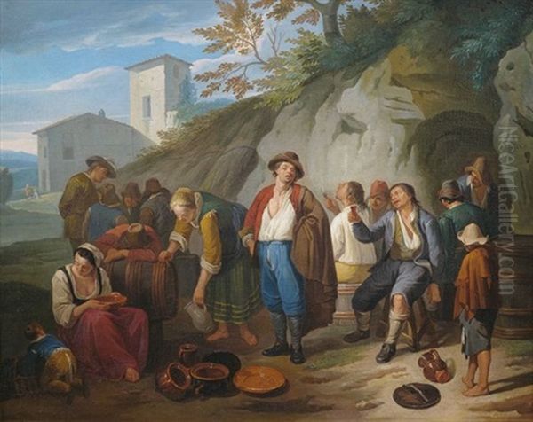 Vor Einer Osteria by Norbert van (Cefalus) Bloemen