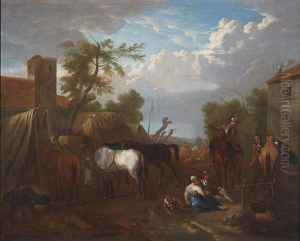 Cavalry Park Oil Painting by Pieter van Bloemen