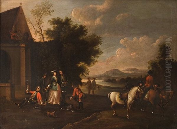 Fiesta Despues De La Caza Oil Painting by Pieter van Bloemen