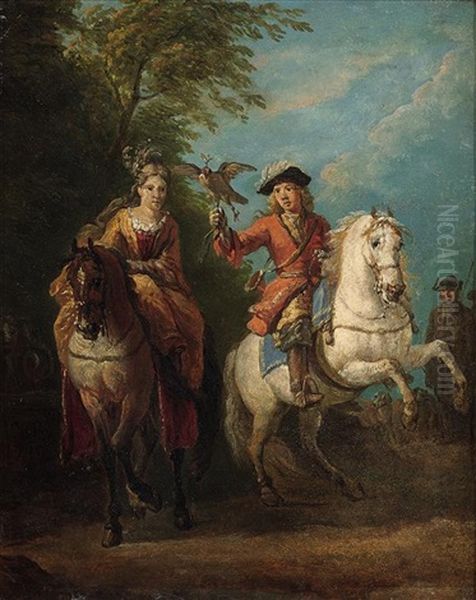 Le Depart Pour La Chasse Au Faucon Oil Painting by Pieter van Bloemen