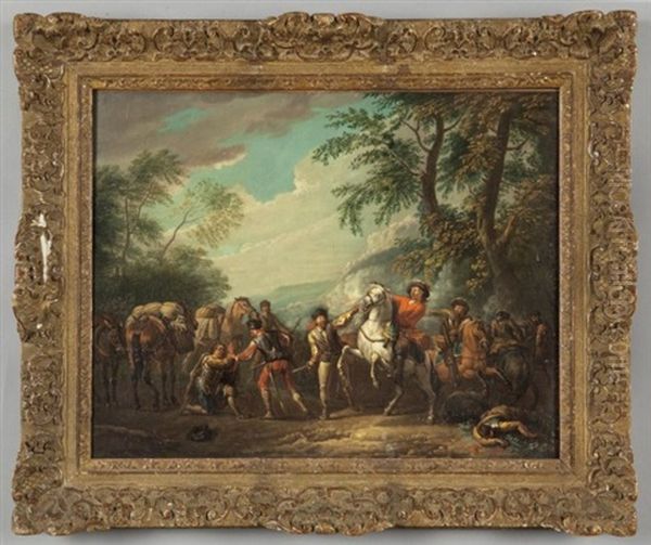 Viaggiatori Assaliti Da Briganti Oil Painting by Pieter van Bloemen