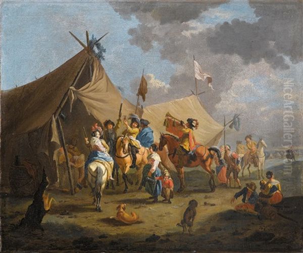 Ein Soldatenlager Oil Painting by Pieter van Bloemen