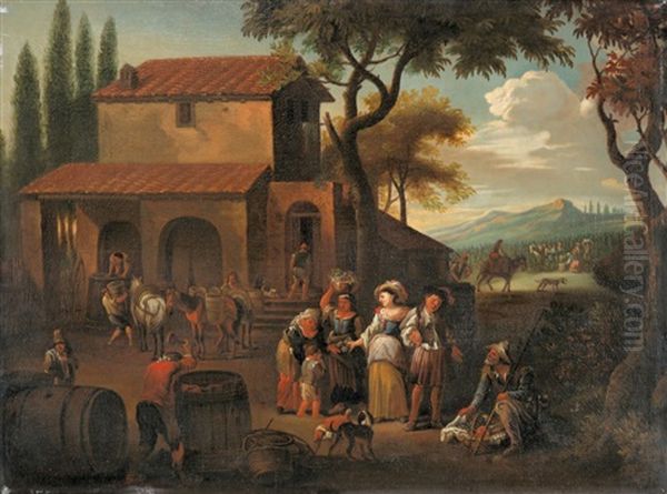 Ernte Auf Einem Weingut Oil Painting by Pieter van Bloemen