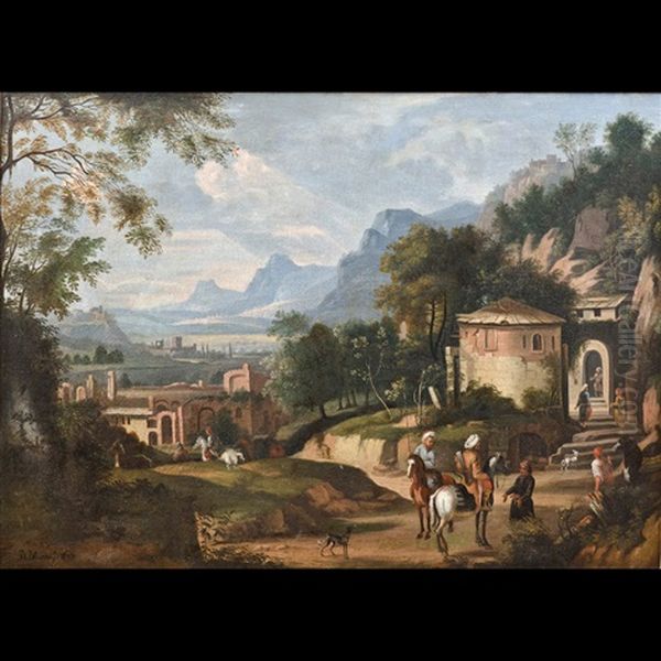 Capriccio Con Figure Vestite All'orientale Oil Painting by Pieter van Bloemen