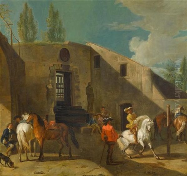 Die Reitschule Oil Painting by Pieter van Bloemen