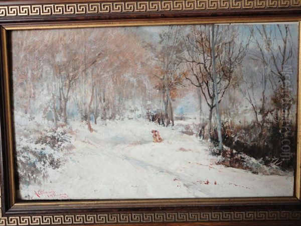 Paesaggio Innevato Oil Painting by Augusto Alberici