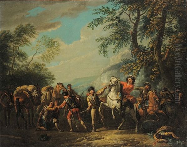 Viaggiatori Assaltati Dai Briganti Oil Painting by Pieter van Bloemen