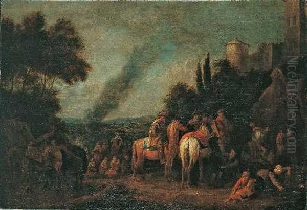 Landschaft Mit Rastenden Soldaten Oil Painting by Pieter van Bloemen