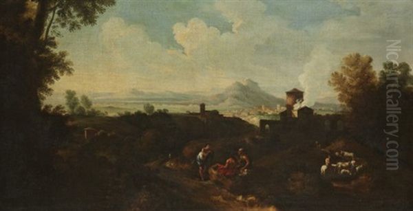 Grosse Landschaft Mit Figurenstaffage Oil Painting by Pieter van Bloemen