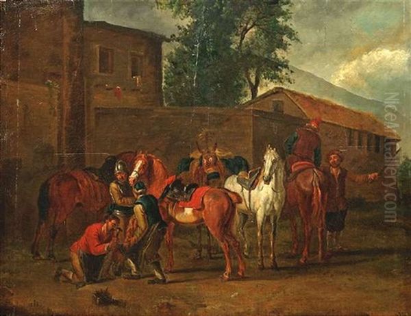 Hufschmiede Oil Painting by Pieter van Bloemen