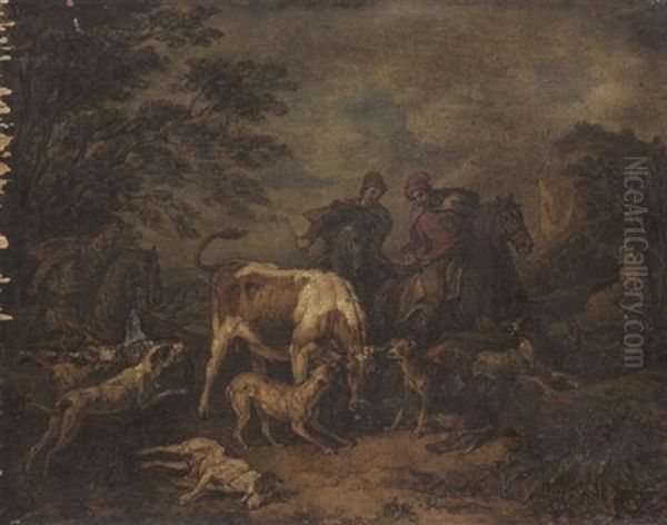 Stierhatz Oil Painting by Pieter van Bloemen