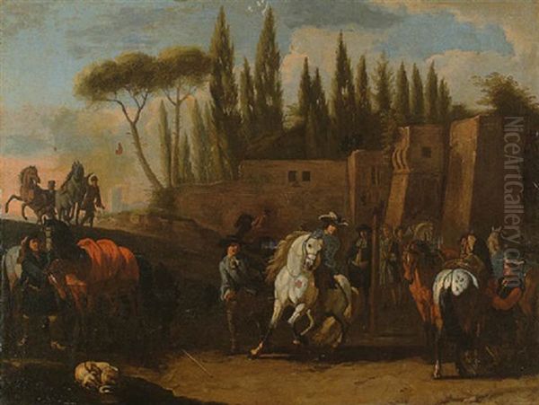 Reitschule Oil Painting by Pieter van Bloemen