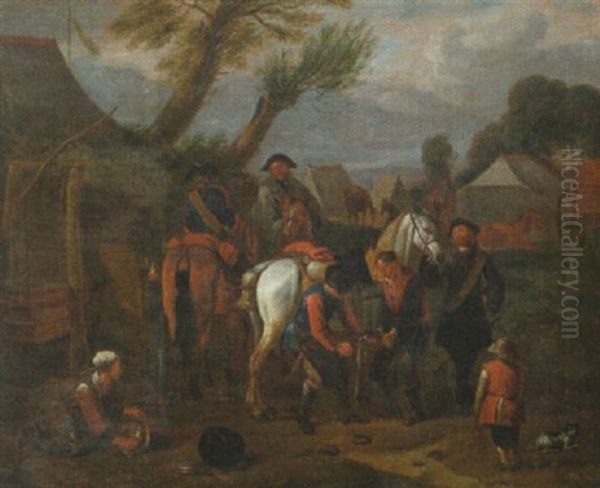 Hovslagare Vid Militart Lager by Pieter van Bloemen