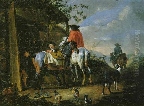 Die Jagdgesellschaft Oil Painting by Pieter van Bloemen