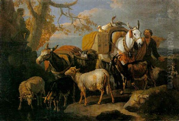 Die Heimkehr Vom Markt Oil Painting by Pieter van Bloemen