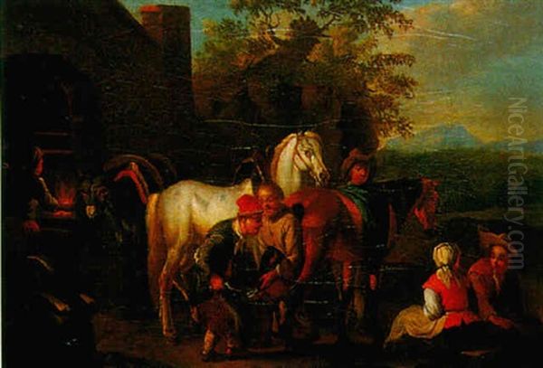 Le Retour Du Troupeau Oil Painting by Pieter van Bloemen