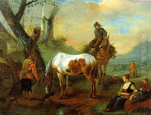 Reisigsammler Zu Pferd Oil Painting by Pieter van Bloemen