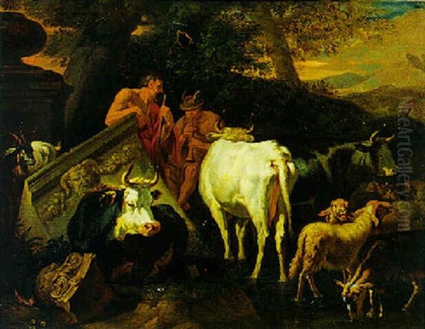 Argus Und Jo Oil Painting by Pieter van Bloemen