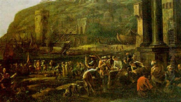 Porto Mediterraneo Con Varie Imbarcazioni Oil Painting by Pieter van Bloemen