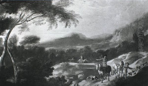 Italianate Landscape With Travellers Oil Painting by Pieter van Bloemen