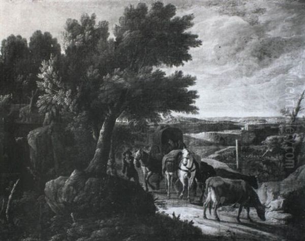 Travellers On A Rocky Road Oil Painting by Pieter van Bloemen