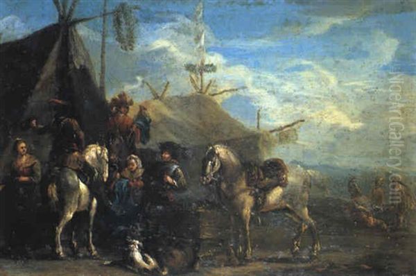 Bivacco Oil Painting by Pieter van Bloemen