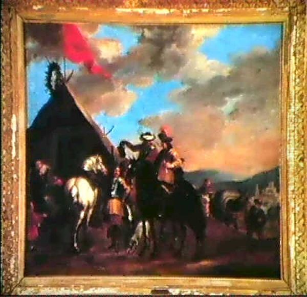 Riders Outside A Tent Oil Painting by Pieter van Bloemen