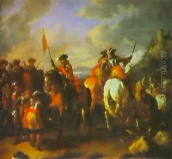 Battle Scenes Oil Painting by Pieter van Bloemen